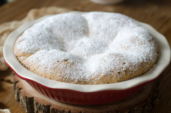 Torta Maçã Fechada Massa Queijo Casa Campo Forma — Fotografia de Stock