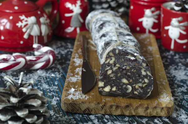 Chocolate Sausage Nuts Dried Cranberries — Stock Photo, Image