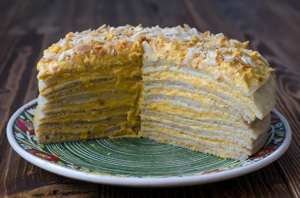 Pastel Tortitas Con Cuajada Limón Crema Imagen De Stock