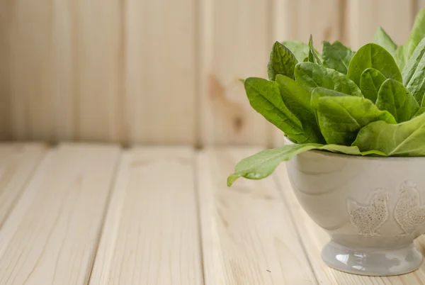 Bundel van spinazie in cup — Stockfoto