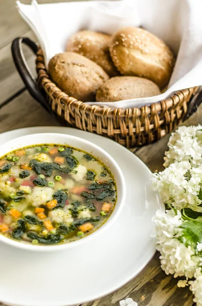 Italienskt minestronesoppa — Stockfoto