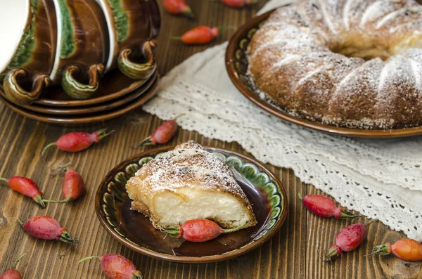 Budino di cagliata con semola e mele — Foto Stock