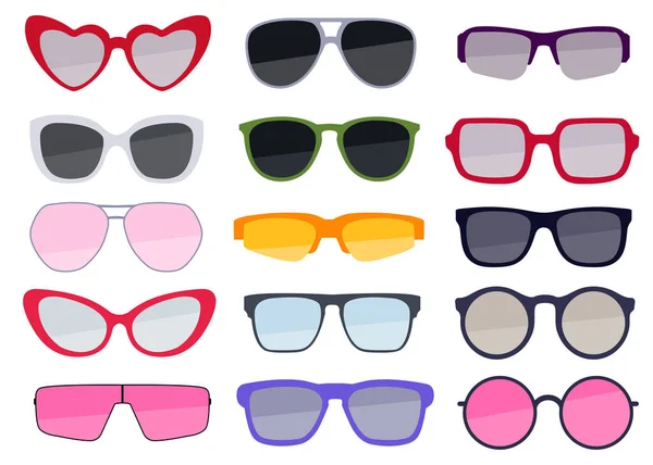 Colección Gafas Sol Colores Conjunto Gafas Moda Accesorio Vacaciones Verano — Vector de stock