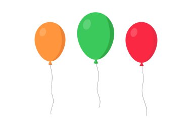 Üç vektör balonu. Düz stil. Renkli balonlar. Kutlama konsepti