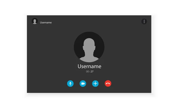视频调用应用程序的模型 电脑屏幕 在线通信应用模板 — 图库矢量图片