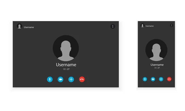 Plantilla Pantalla Videollamada Pantalla Computadora Smartphone Interfaz Aplicación Comunicación Internet — Vector de stock