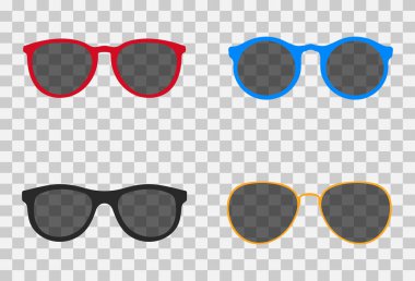 Güneş gözlüğü. Şeffaf lensli gözlük. Vektör illüstrasyonu.