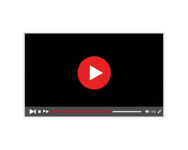 Video oynatıcı şablonu. Vektör video uygulama arayüzü modellemesi. Vektör illüstrasyonu