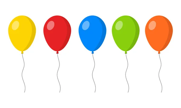 Kleurrijke Ballonnen Platte Illustratie Vector Decoratie Set — Stockvector