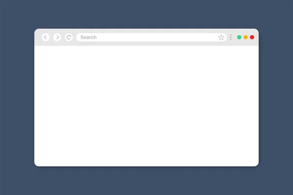 Einfaches Browserfenster Auf Dunkelblauem Hintergrund Moderne Browser Attrappe Leere Internetseite — Stockvektor