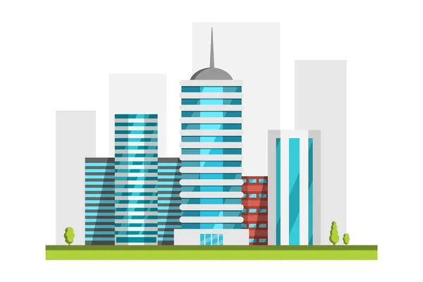 City Skyscrapes Platte Illustratie Stadsgebouwen Stedelijke Architectuur — Stockvector