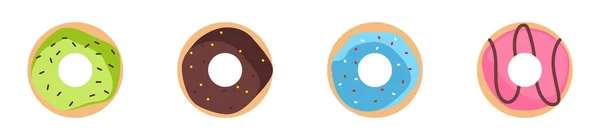 Colorful Donuts Collection Sweet Pastry Dessert Icons Vector Illustration — Stock Vector