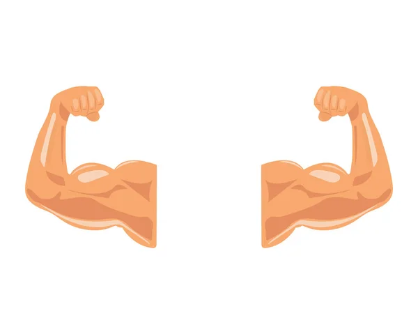 Muskulösa Armar Isolerade Vit Bakgrund Bodybuiding Koncept Platt Vektor Illustration — Stock vektor