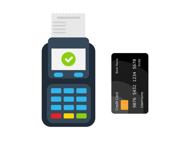 Terminal Pagamento Pos Máquina Com Cartão Crédito Conceito Compras Método — Vetor de Stock