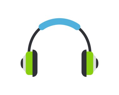 Kulaklıkları düz bir şekilde kullan. Kulaklık. Kulaklıklar. Müzik ikonu. Vektör illüstrasyonu.