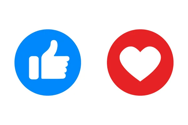 Thumb Heart Icons Love Icons Flat Style Social Media Elements — Stock Vector