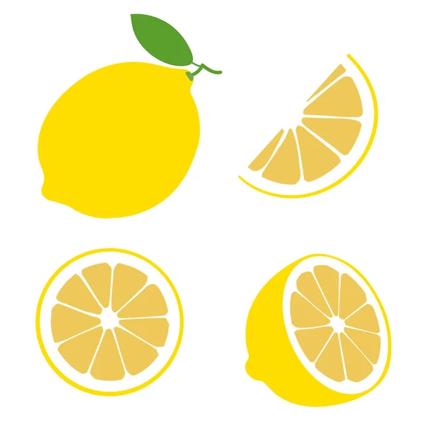 Ilustración Limón Fruta Fresca Aislada Sobre Fondo Blanco Cítricos Rodajas — Vector de stock