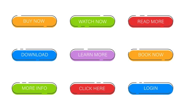 Web sitesi ya da uygulama için düğme seti. Bir düğme için farklı seçenekler. Doğrusal renkli elementler.