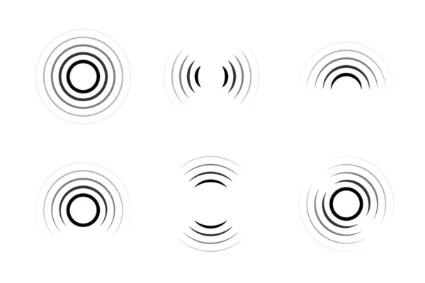 Ensemble Icônes Signal Sonar Ondes Sonores Radar Des Ondes Radio — Image vectorielle