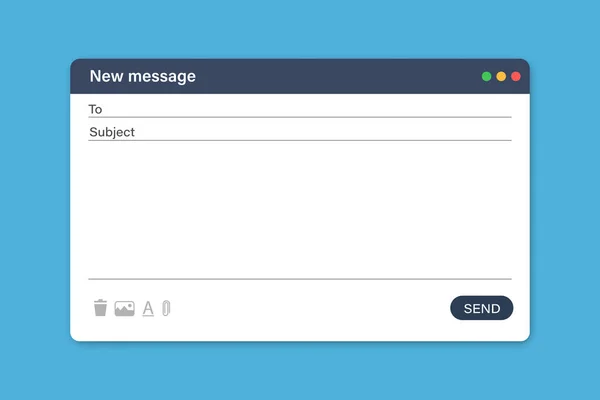 Modello Email Vuoto Sto Scrivendo Nuovo Modulo Messaggio Interfaccia Dello — Vettoriale Stock