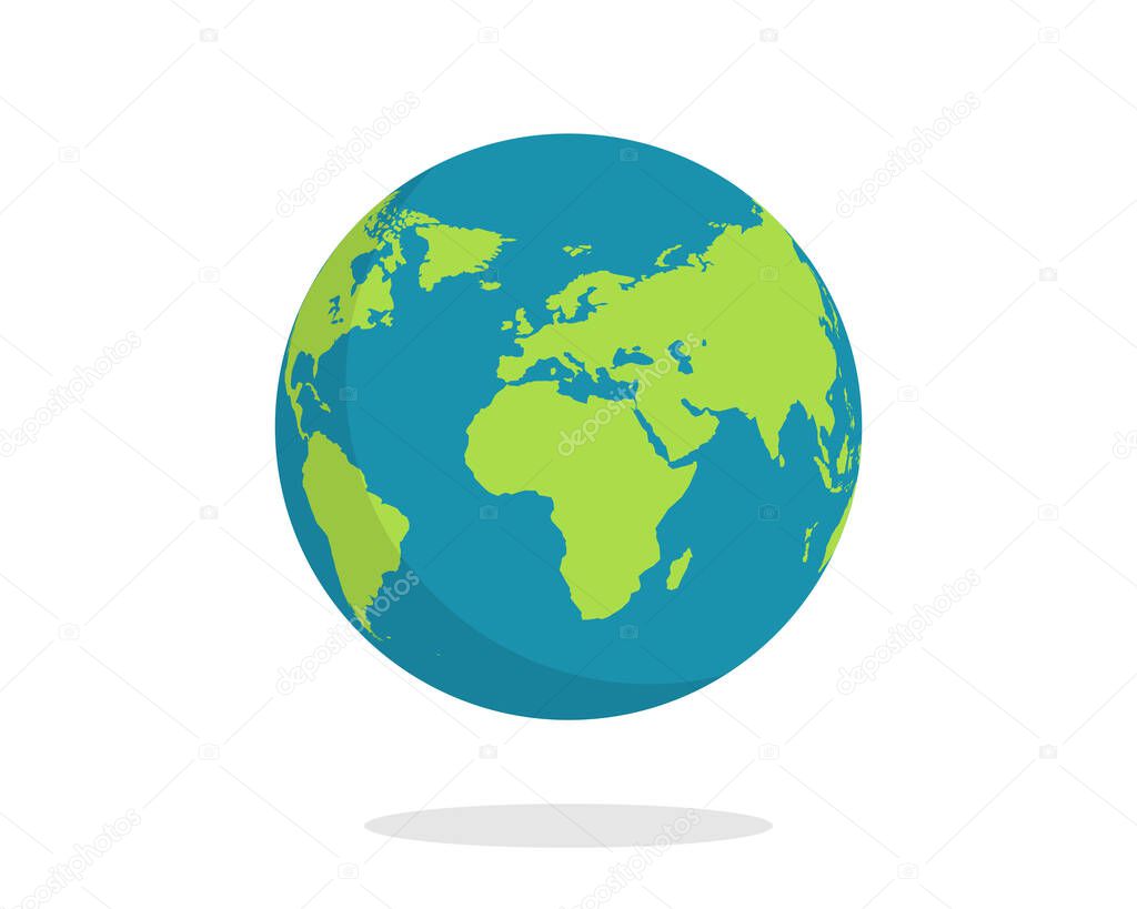 Planet Earth isolated on a white background. World sphere. Globe. Element for web design.