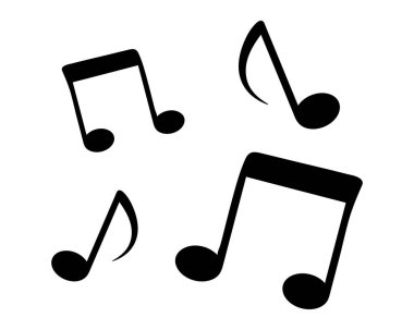 Müzik siyah bir siluet gösteriyor. Şarkı ya da melodi konsepti. Uygulamalar ve web siteleri için resim. Müzik sembolleri