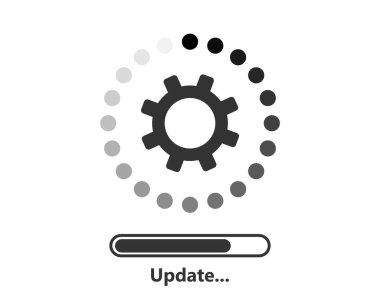 Durum çubuğu olan sistem güncelleme simgesi. Yeni yazılım simgesi indiriliyor. Web ve uygulama simgesi