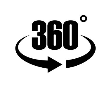 360 derece döndür. Tam daire dönüş işareti. Vektör illüstrasyonu