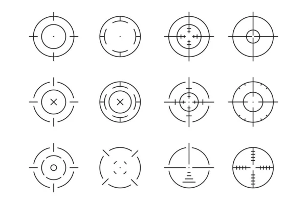 Ziel Ziel Fadenkreuz Visier Zielfernrohr Eine Reihe Linearer Symbole Periskop — Stockvektor