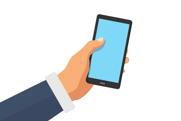 Mano Tenendo Vuoto Mockup Smartphone Illustrazione Vettoriale App Presentazione Pubblicità — Vettoriale Stock