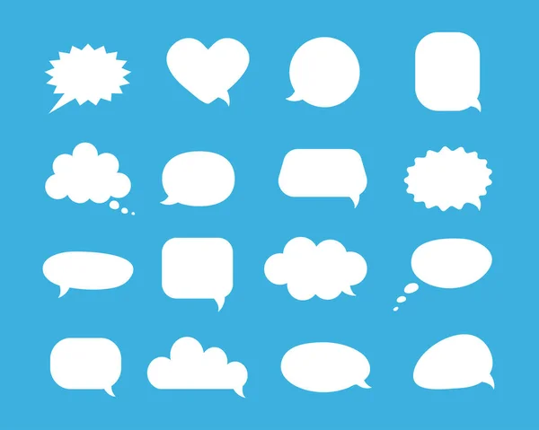 Burbujas Habla Vacías Diferente Forma Nubes Blancas Pensamiento Colección Vectorial — Vector de stock