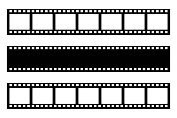 Siyah film şeridi beyaza izole edilmiş. Eski sinema ve fotoğraf kaseti. Retro tasarım ögesi