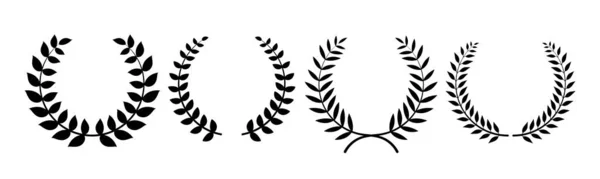 Conjunto Vectores Laurel Wreath Quadro Para Projeto Ramos Com Folhas — Vetor de Stock