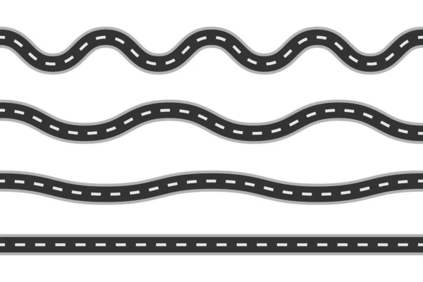 Road Lines Collection Set Different Track Lines Vector Illustration — Stock Vector