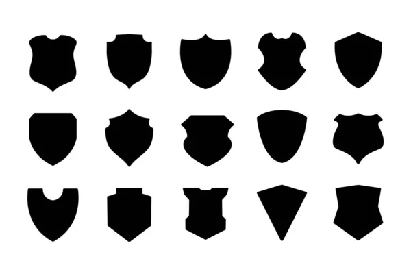 Black Shield Silhouette Kollektion Sicherheitssymbole Verschiedene Formen Für Ihr Design — Stockvektor