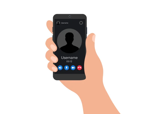 Χέρι Ένα Smartphone Διασύνδεση Κλήσης Βίντεο Μια Οθόνη Τηλεφώνου Διαδικτυακή — Διανυσματικό Αρχείο