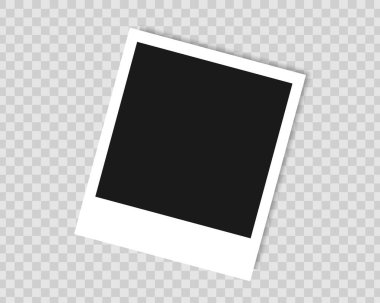 Gölge efektli boş fotoğraf çerçevesi ve resim için boş alan. Vektör modellemesi şeffaf arkaplanda izole edildi.