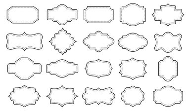 Tasarım için klasik çerçeveler. Retro etiket koleksiyonu. Vektör illüstrasyonu