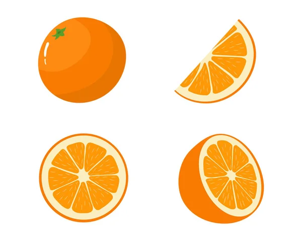 Indsamling Hele Afskårne Halve Skive Tagerine Eller Orange Citrus Illustration – Stock-vektor