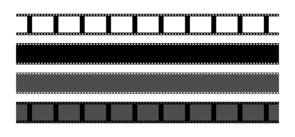Σετ Ταινίας Μαύρες Και Διαφανείς Ταινίες Vintage Ρολό Κάμερας Εικονογράφηση — Διανυσματικό Αρχείο