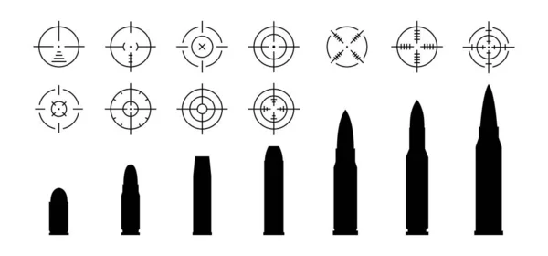 Сбор Пуль Мишеней Оружейный Патрон Набор Целей Векторная Иллюстрация — стоковый вектор