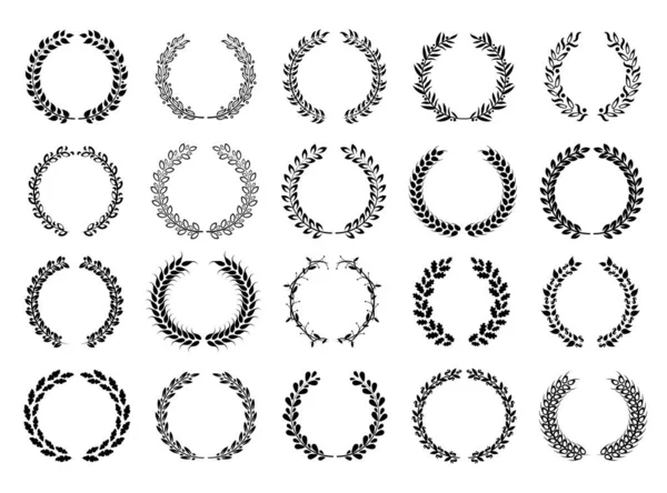 Set Mit Originellen Kränzen Elemente Für Die Gestaltung Lorbeerkranz Sammlung — Stockvektor