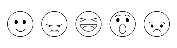 Eine Reihe Von Emotionsymbolen Verschiedene Emoticons Vektorset Elemente Für Die — Stockvektor