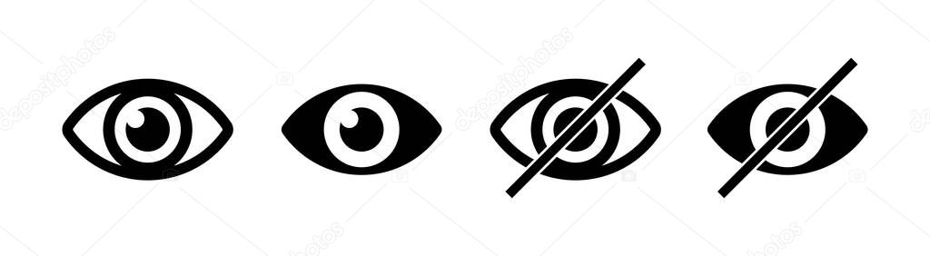 Eye Icons isolated on white. Sensitive content sign. Vector set