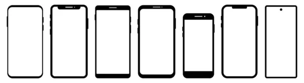 Vector Smartphone Mockup Collection Différents Modèles Téléphone Isolés Sur Blanc — Image vectorielle