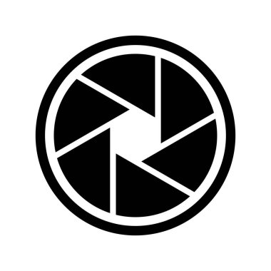 Kamera deklanşör simgesi. Siyah vektör simgesi beyaza sabitlendi. Tasarım elementi