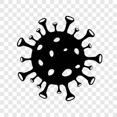 Şeffaf arkaplanda Kara Virüs Simgesi izole edildi. Vektör Coronavirüs işareti