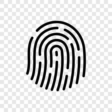 Parmak izi simgesi arka planda izole edildi. Tasarım için vektör ögesi