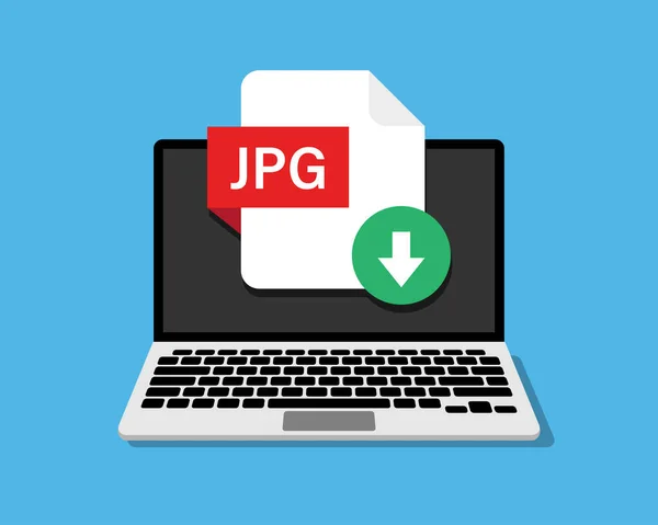 Datei Download Auf Dem Laptop Bildschirm Dokumentenkonzept Herunterladen Jpg Datei — Stockvektor