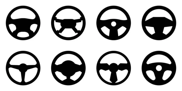 Автомобильное Рулевое Колесо Черного Силуэта Векторная Автоматика — стоковый вектор